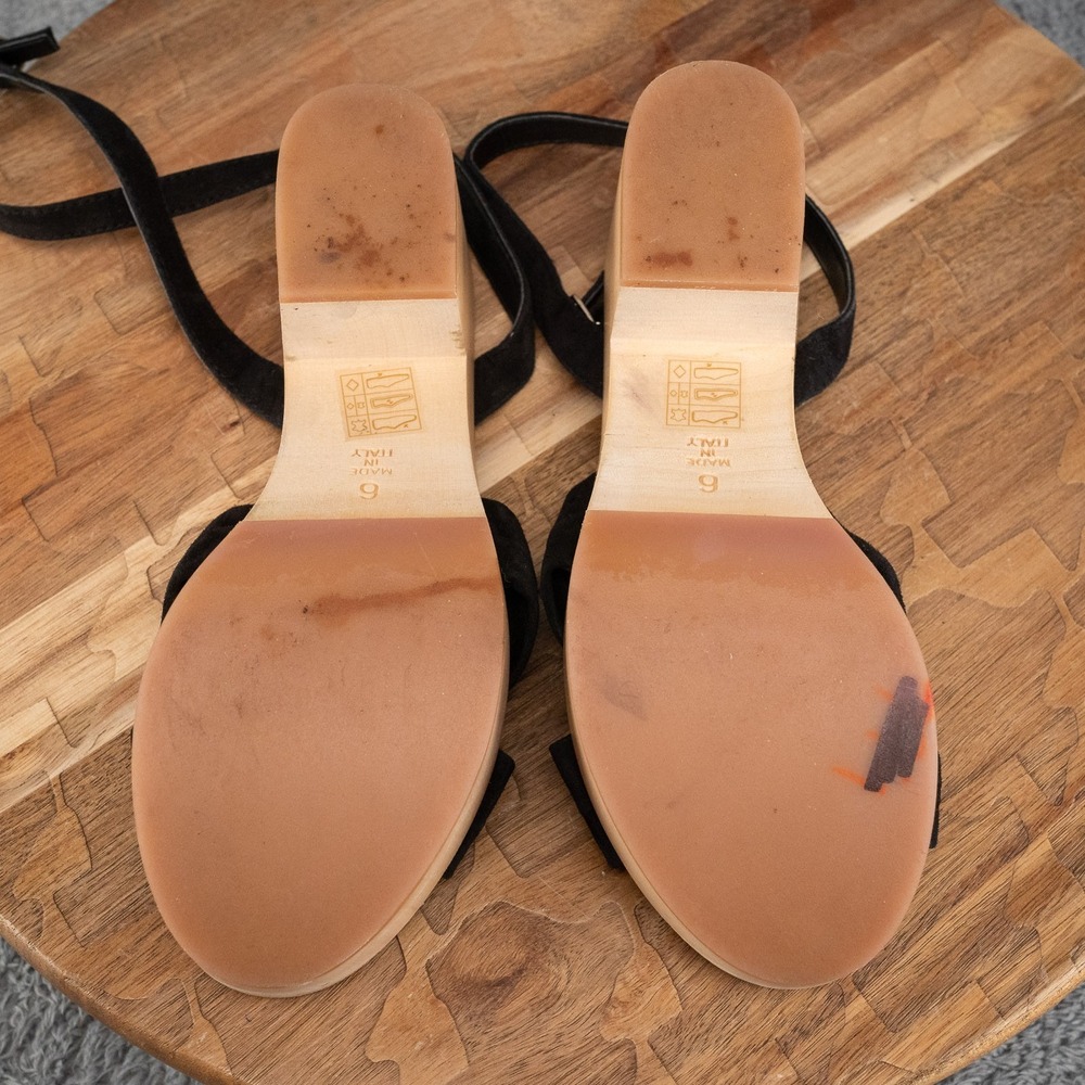 Miss Albright‎ Philadelphia Womens Black Wooden Heels Sz 6 - Picture 6 of 7